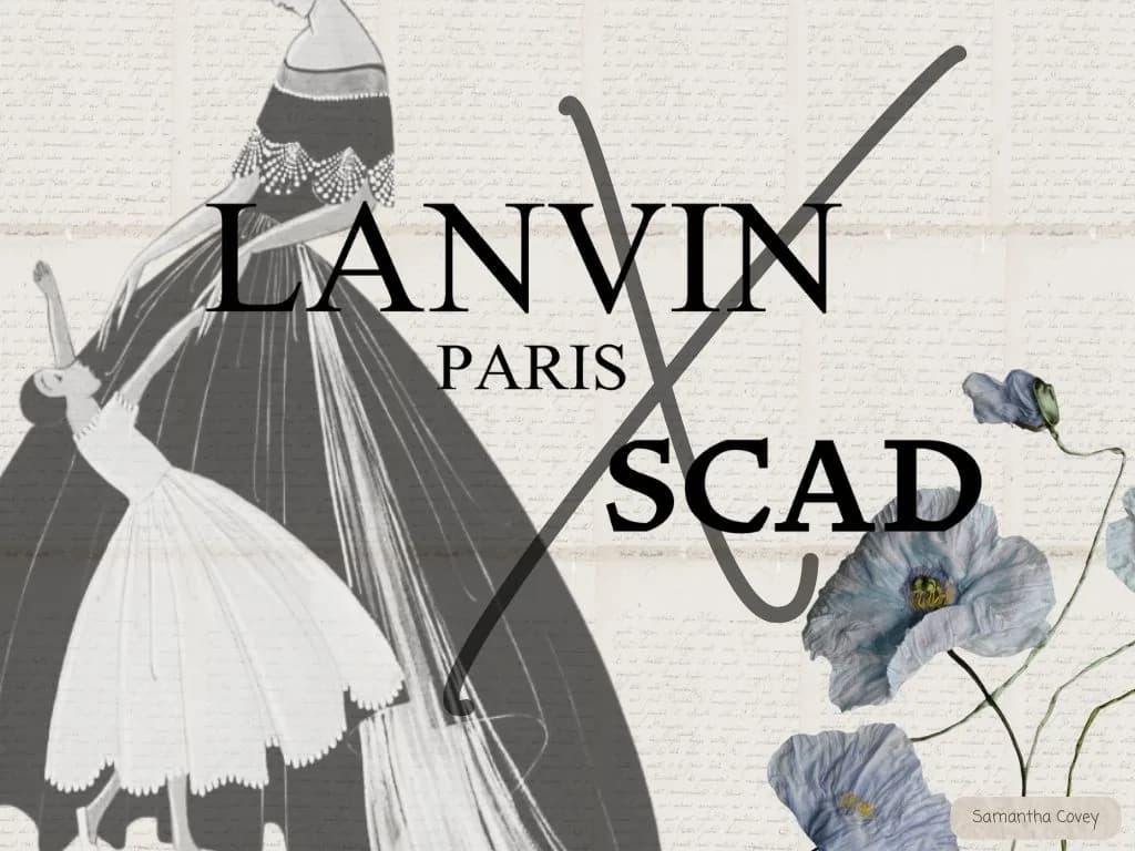 A Lanvin Paris and SCAD title board introducing Samantha Covey's mentorship presentation.