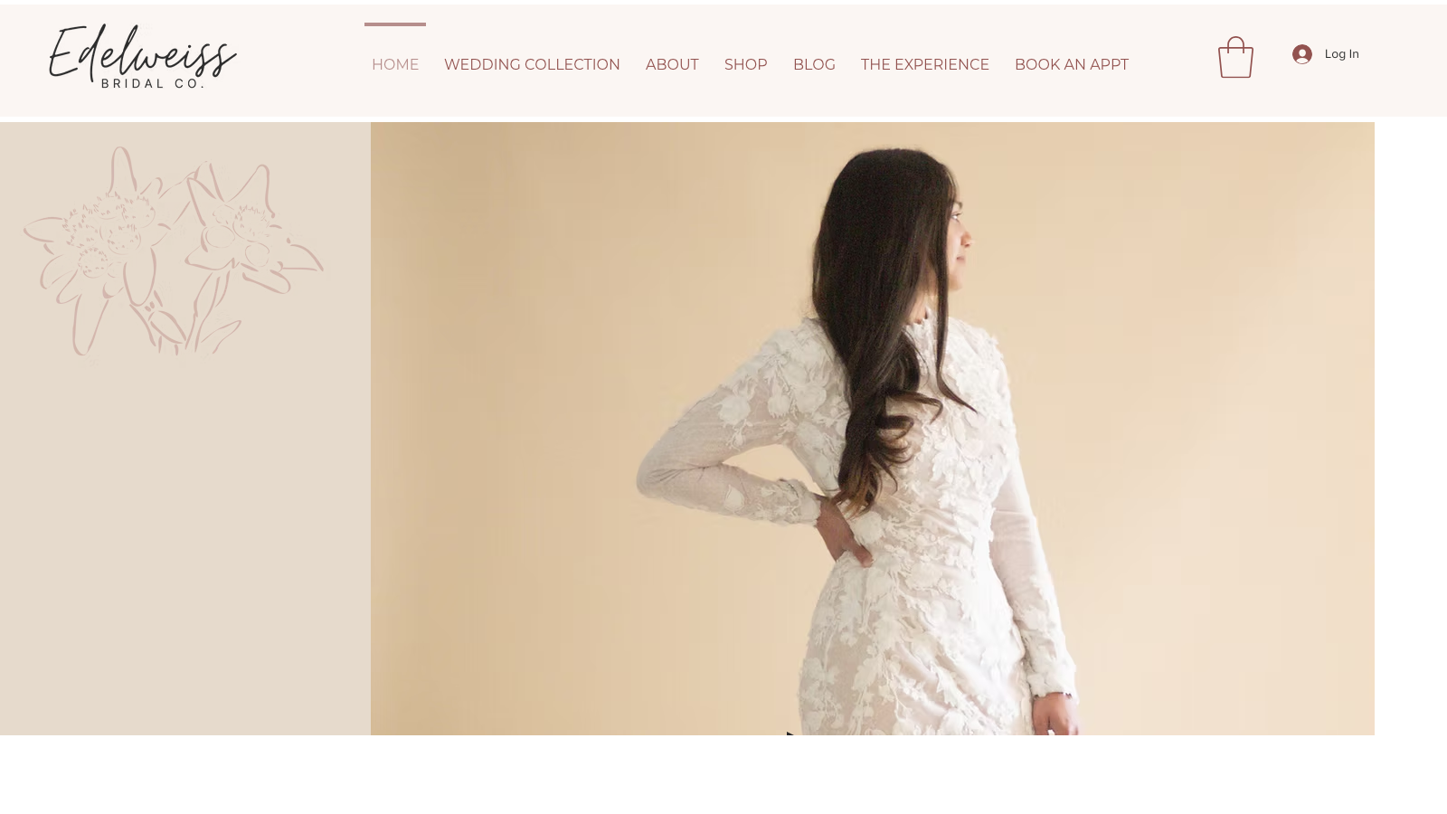 Edelweiss Bridal Co. homepage screenshot.