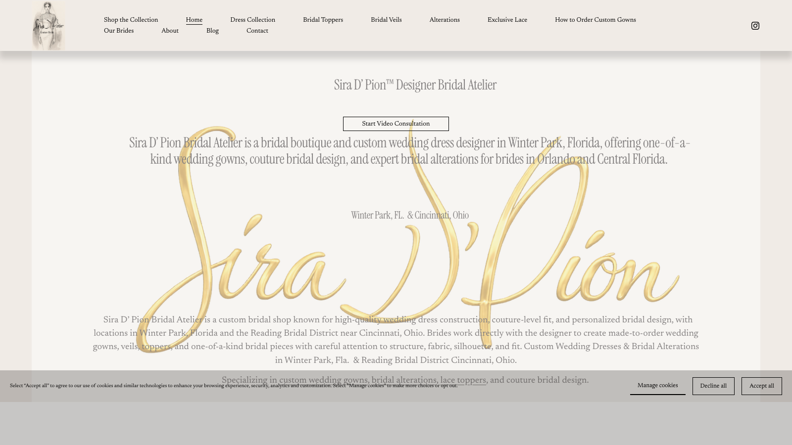Sira D' Pion homepage screenshot.