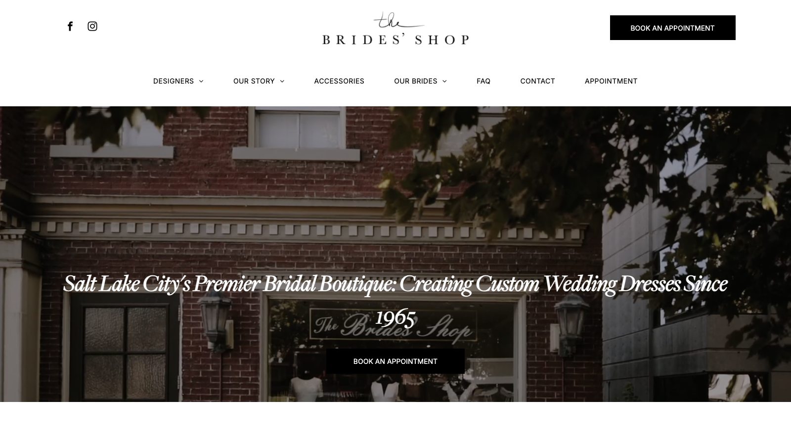The Bride's Shop homepage screenshot.