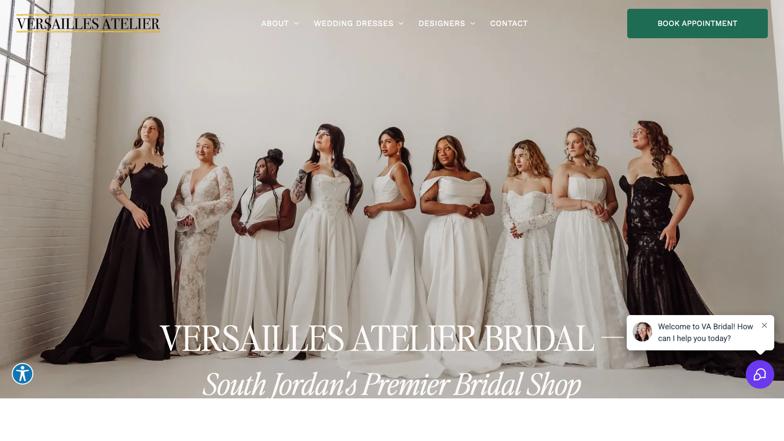 Versailles Atelier Bridal homepage screenshot.